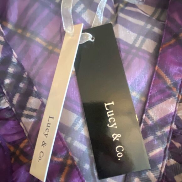 Lucy & Company purple plaid sheer top size M NWT / juniors / business casual - Picture 6 of 8